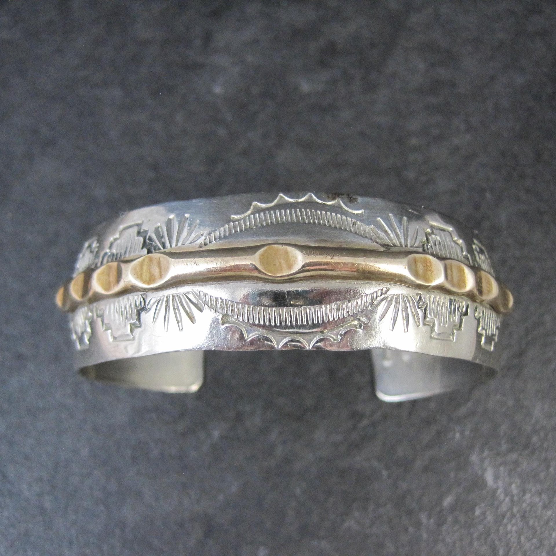 Vintage Navajo Cuff Bracelet 6.75 Inches Nickel Silver