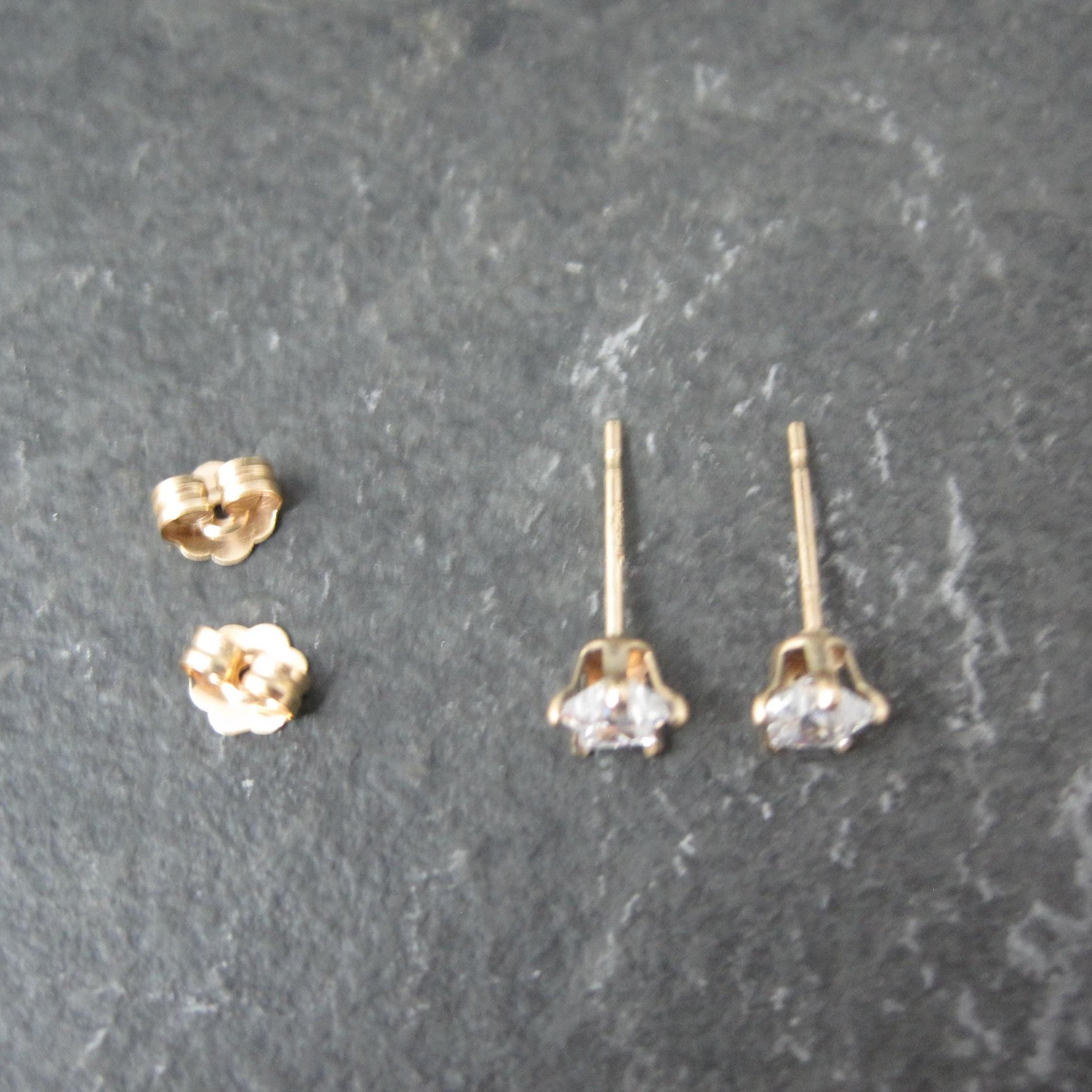 Vintage 4mm Star Cz Stud Earrings 14K Gold Filled New Old Stock
