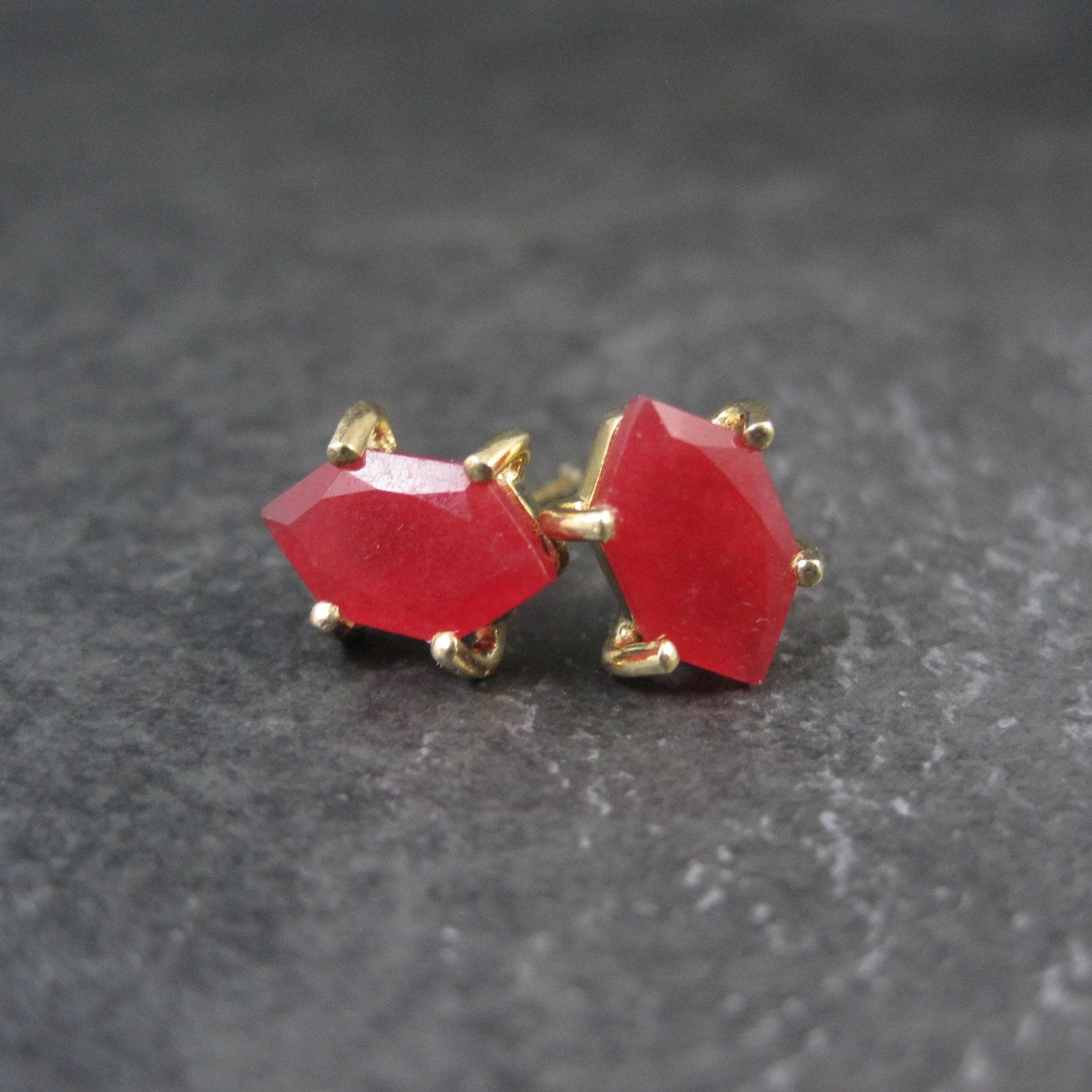 Vintage Carnelian Stud Earrings in Gold Vermeil over Sterling Silver