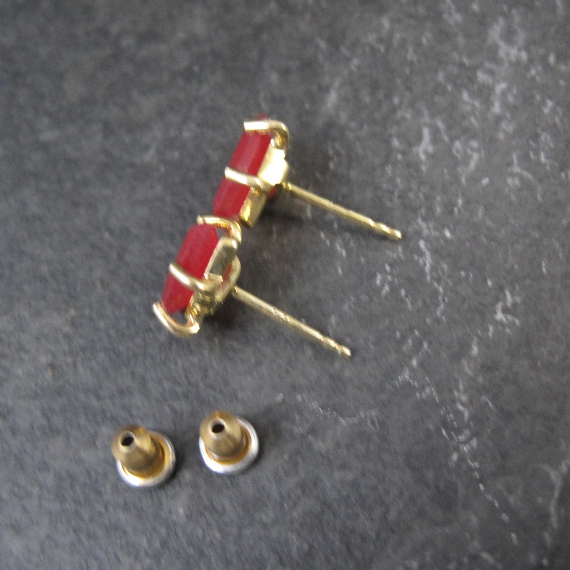 Vintage Carnelian Stud Earrings in Gold Vermeil over Sterling Silver