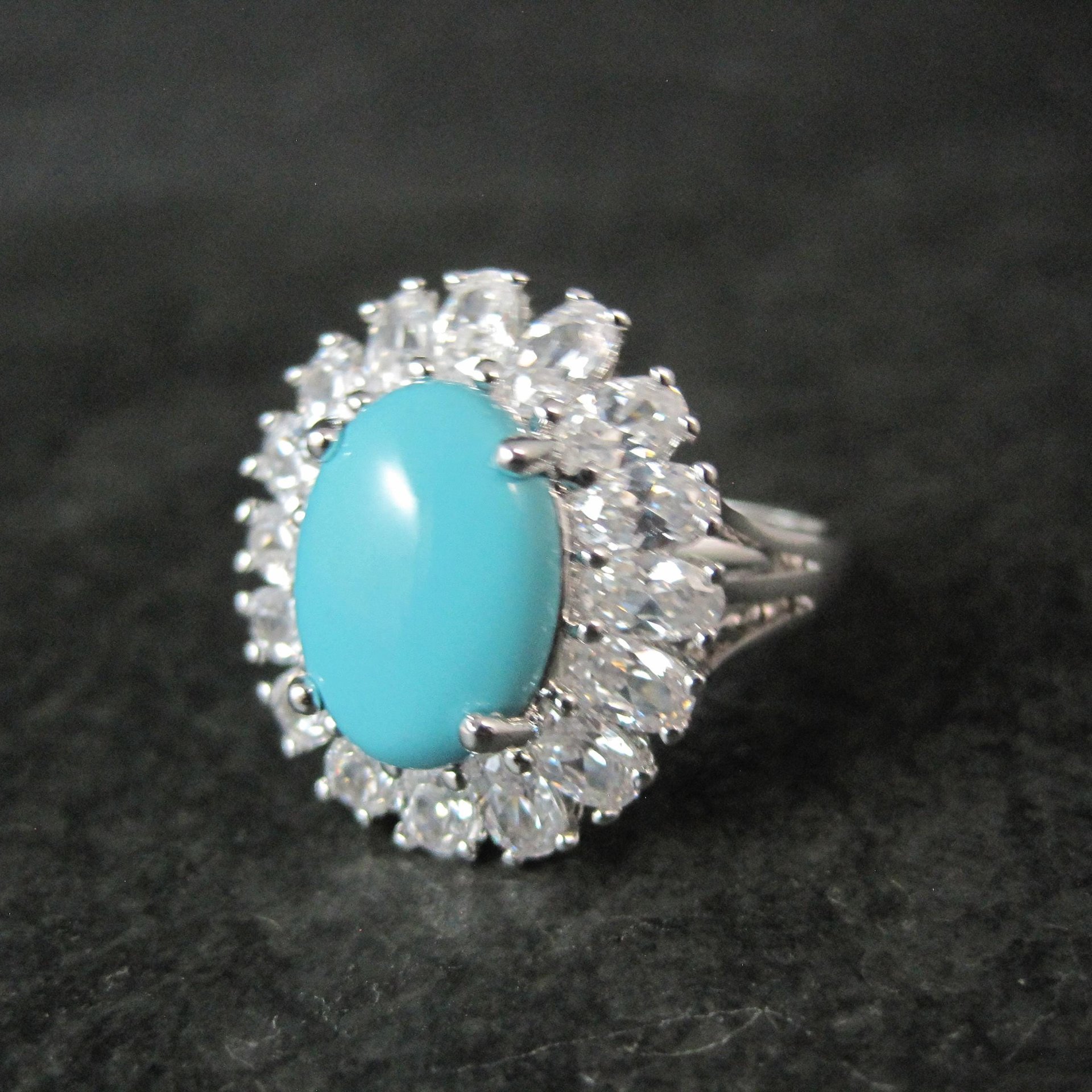 Uncas Sterling Silver Turquoise Cocktail Ring Size 10