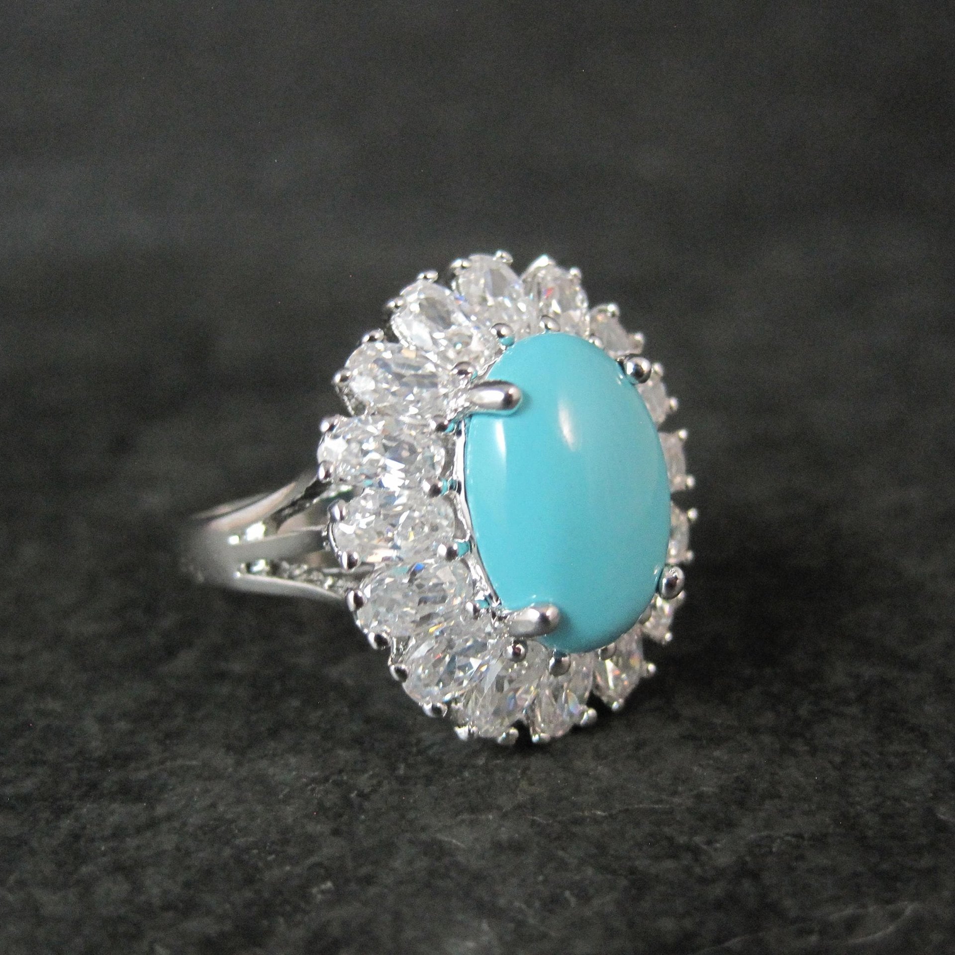 Uncas Sterling Silver Turquoise Cocktail Ring Size 10