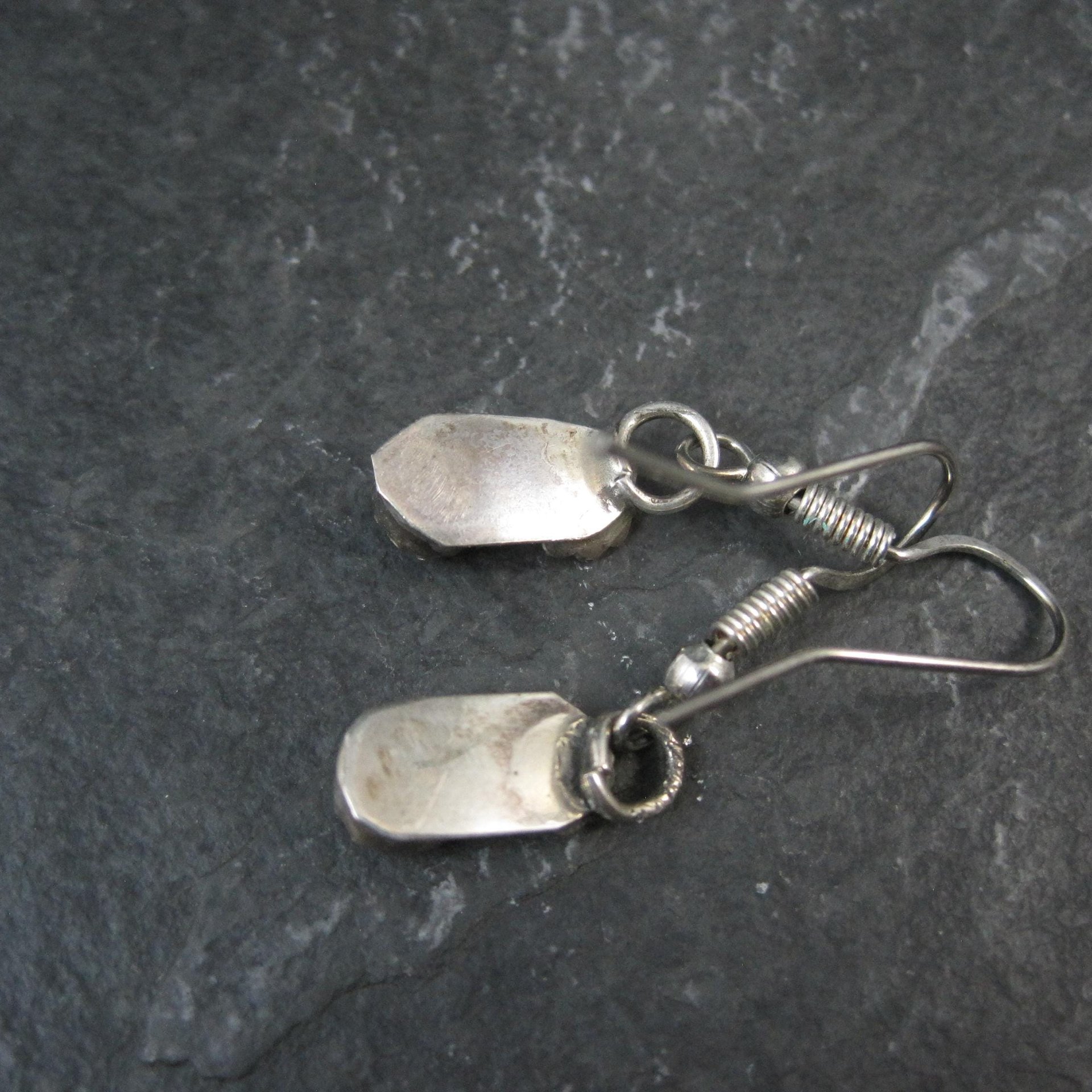 Dainty Southwestern Turquoise Peyote Flower Earrings Sterling Silver