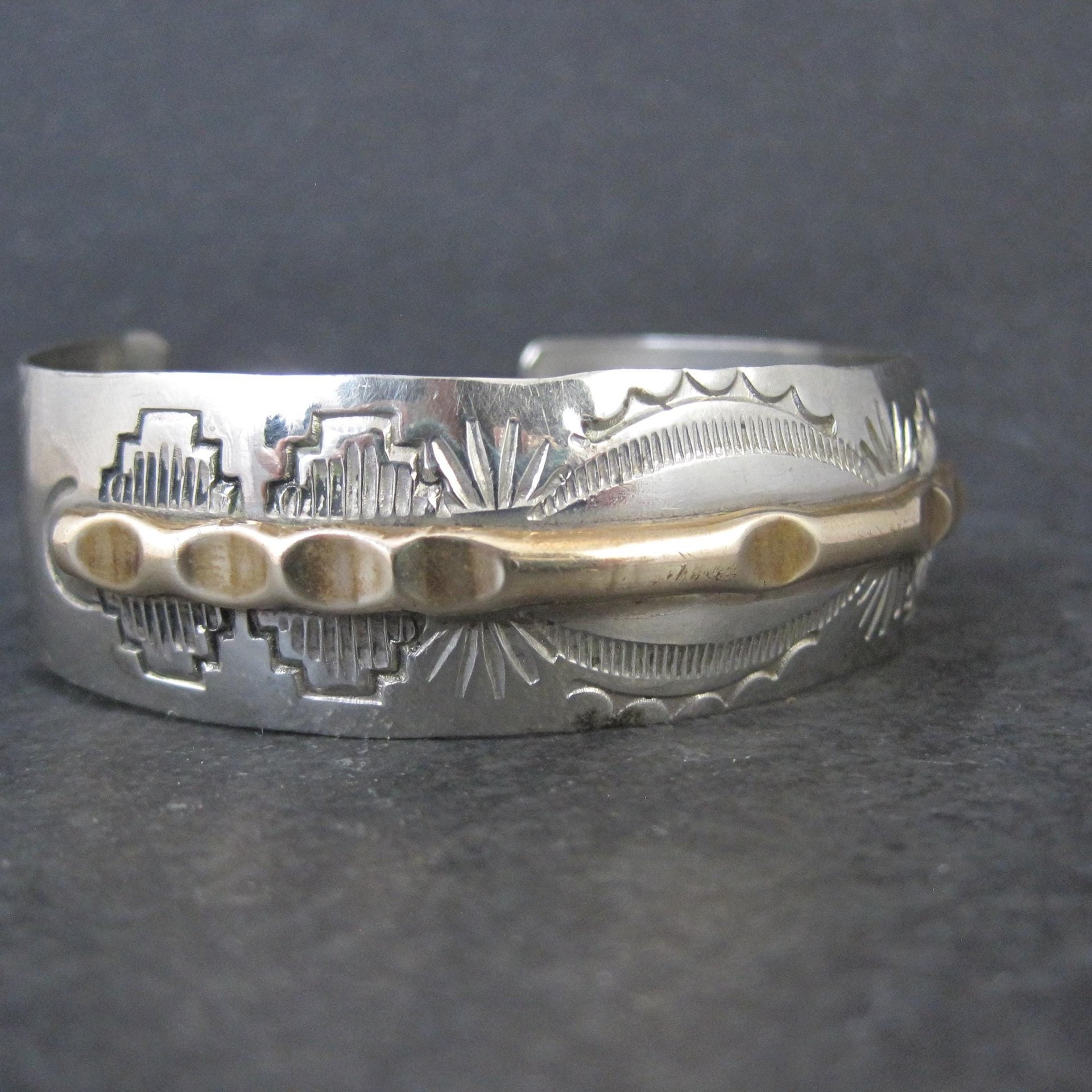 Vintage Navajo Cuff Bracelet 6.75 Inches Nickel Silver