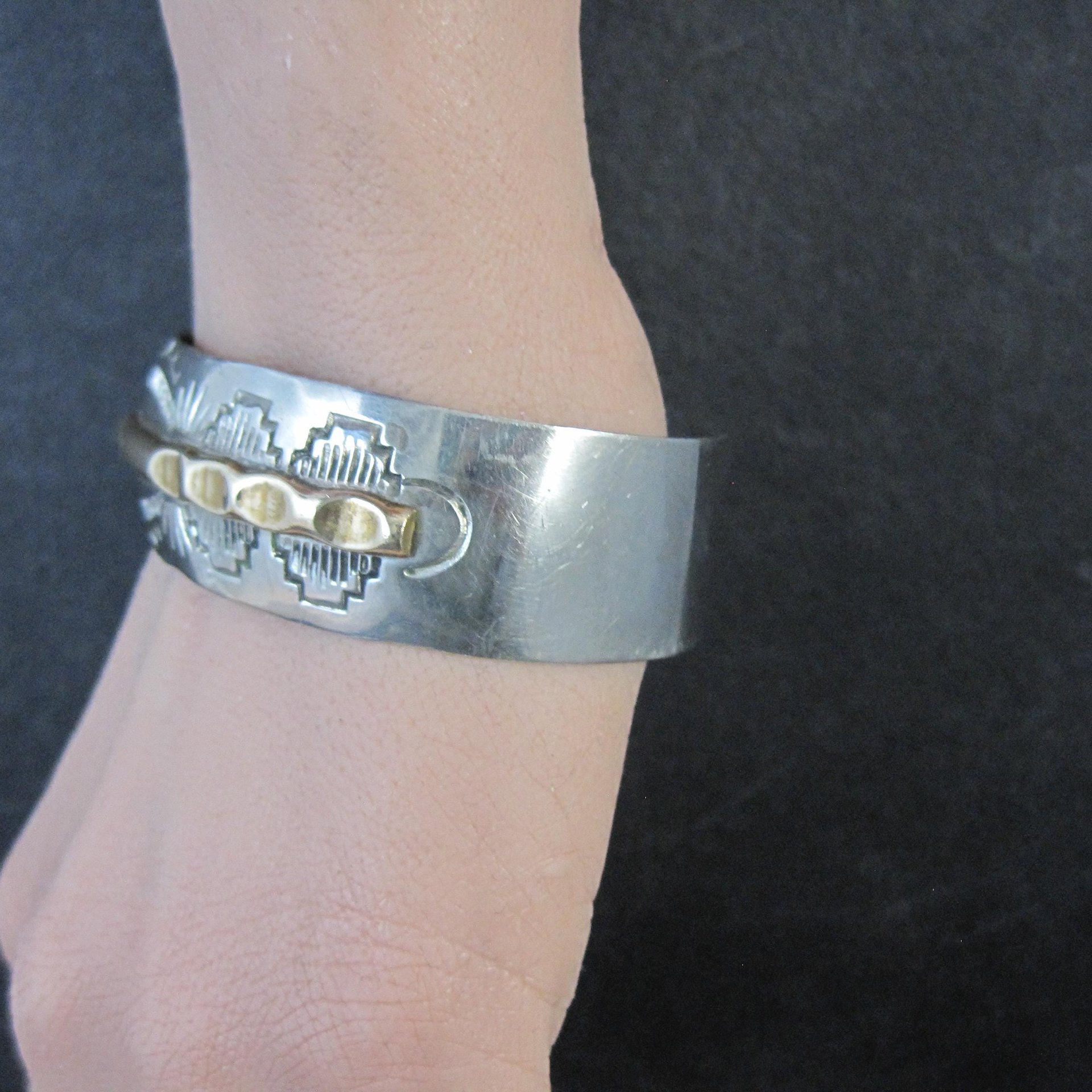 Vintage Navajo Cuff Bracelet 6.75 Inches Nickel Silver