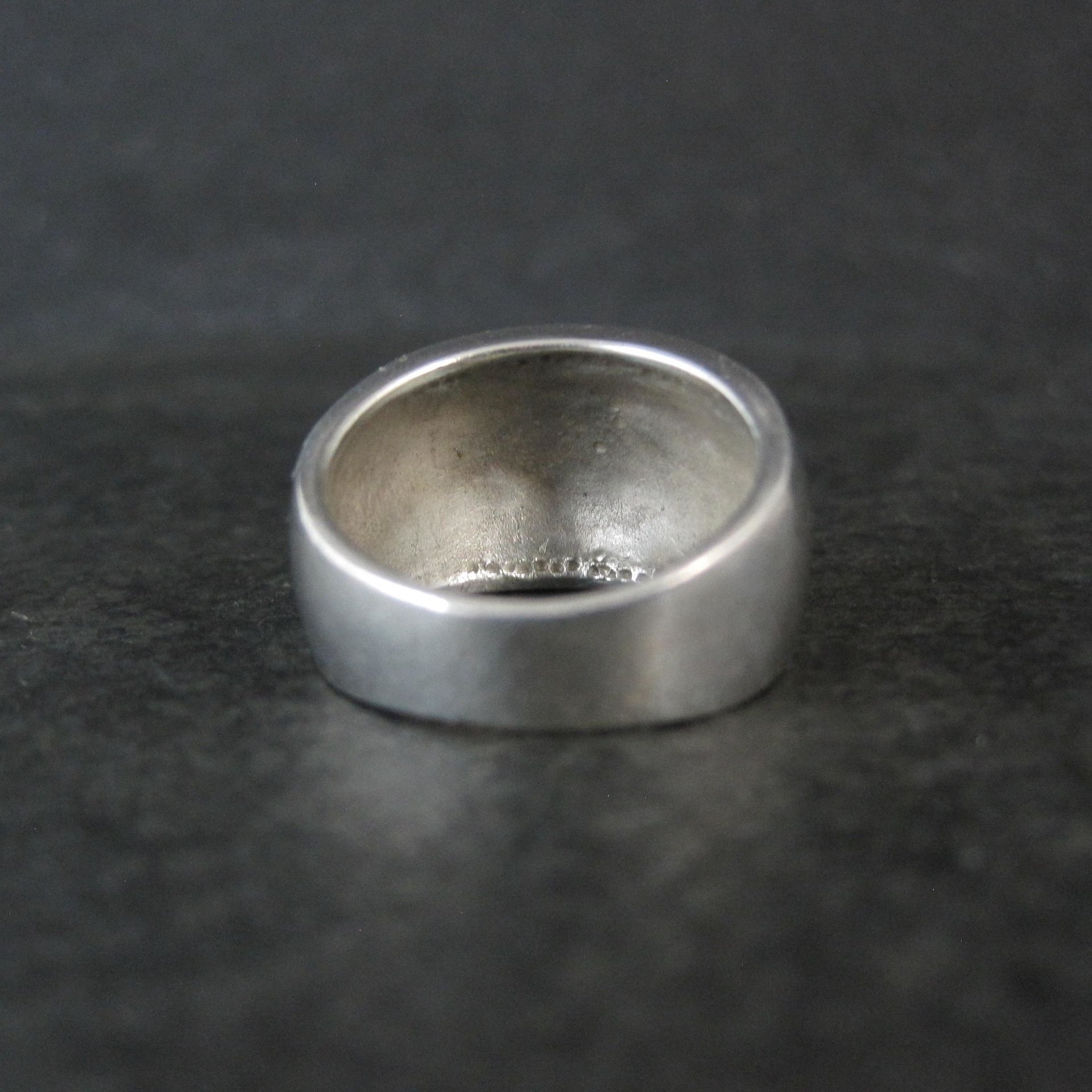 Wide Mother of Pearl Sterling Silver Band Ring Size 8 Vintage