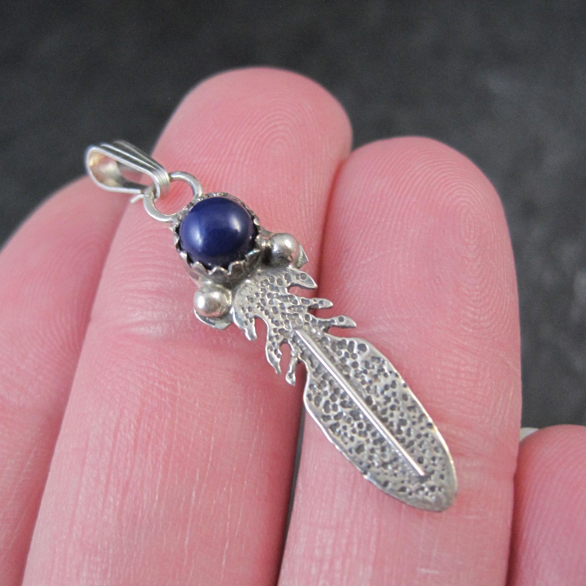 Small Southwestern Sterling Feather Pendant