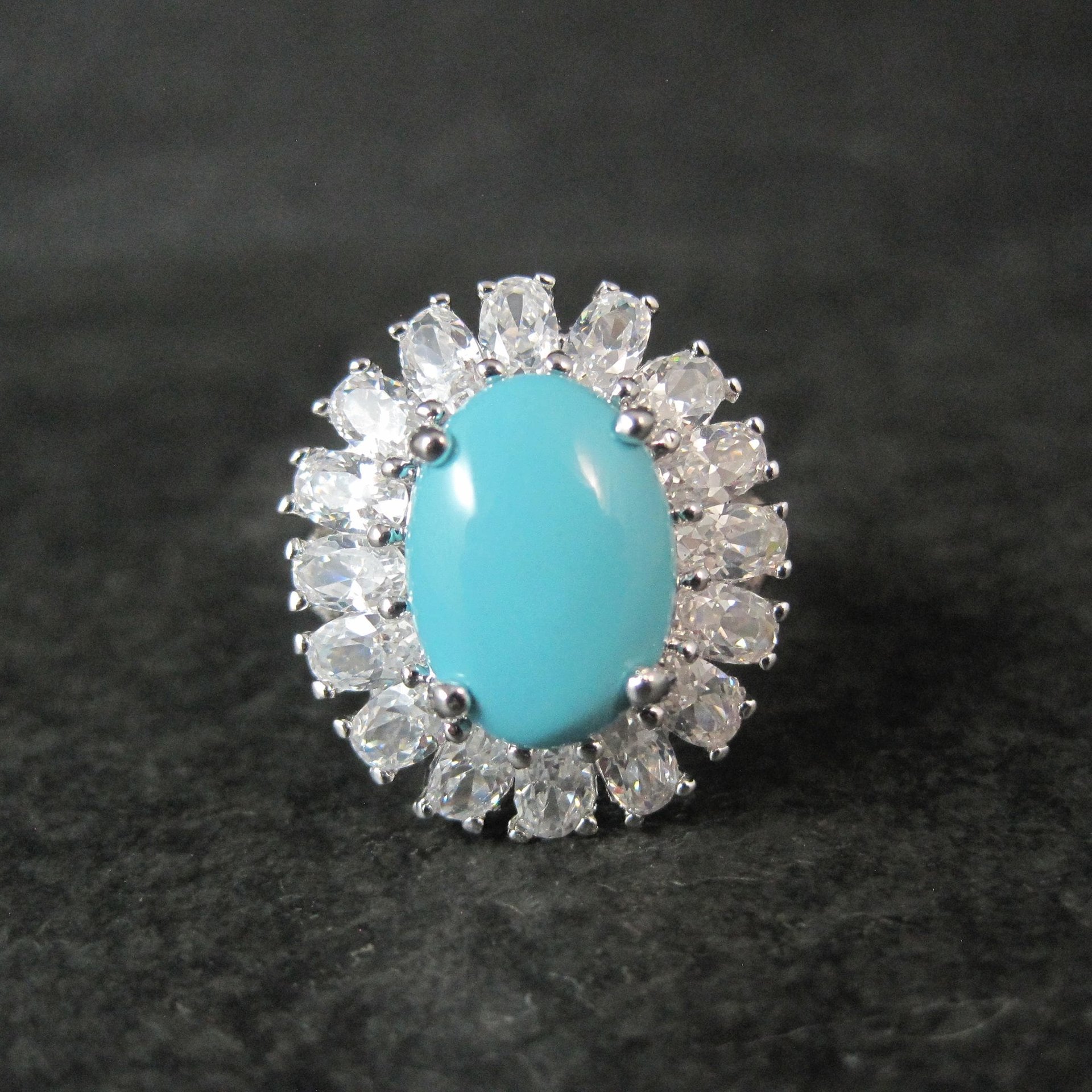 Uncas Sterling Silver Turquoise Cocktail Ring Size 10