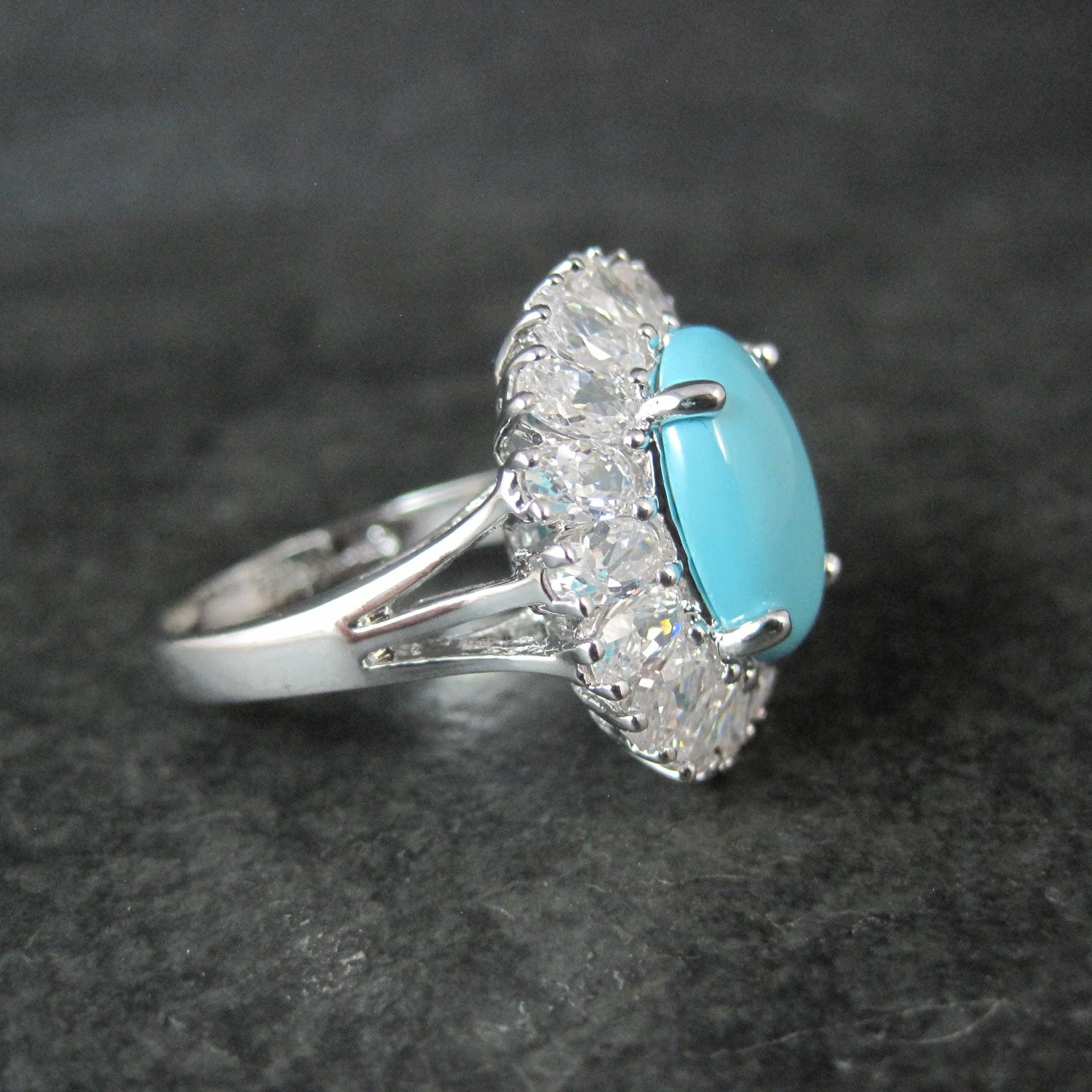 Uncas Sterling Silver Turquoise Cocktail Ring Size 10