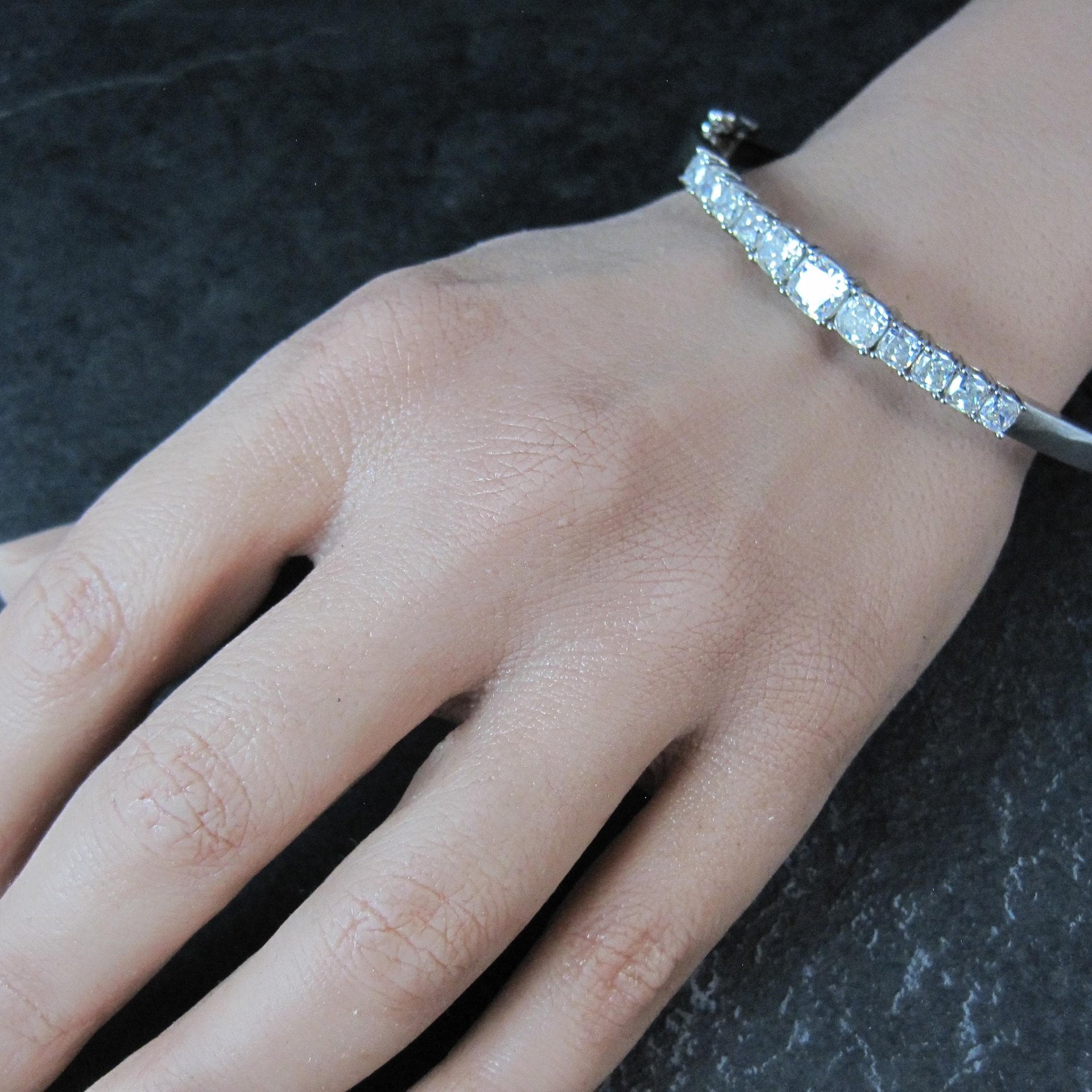 Sterling Silver Cubic Zirconia Bangle Bracelet