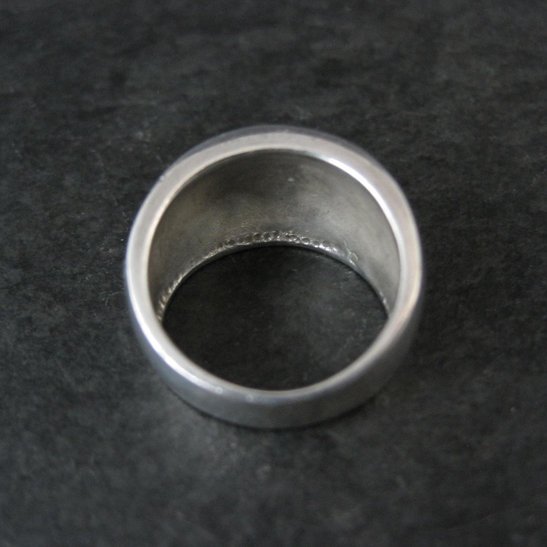 Wide Mother of Pearl Sterling Silver Band Ring Size 8 Vintage