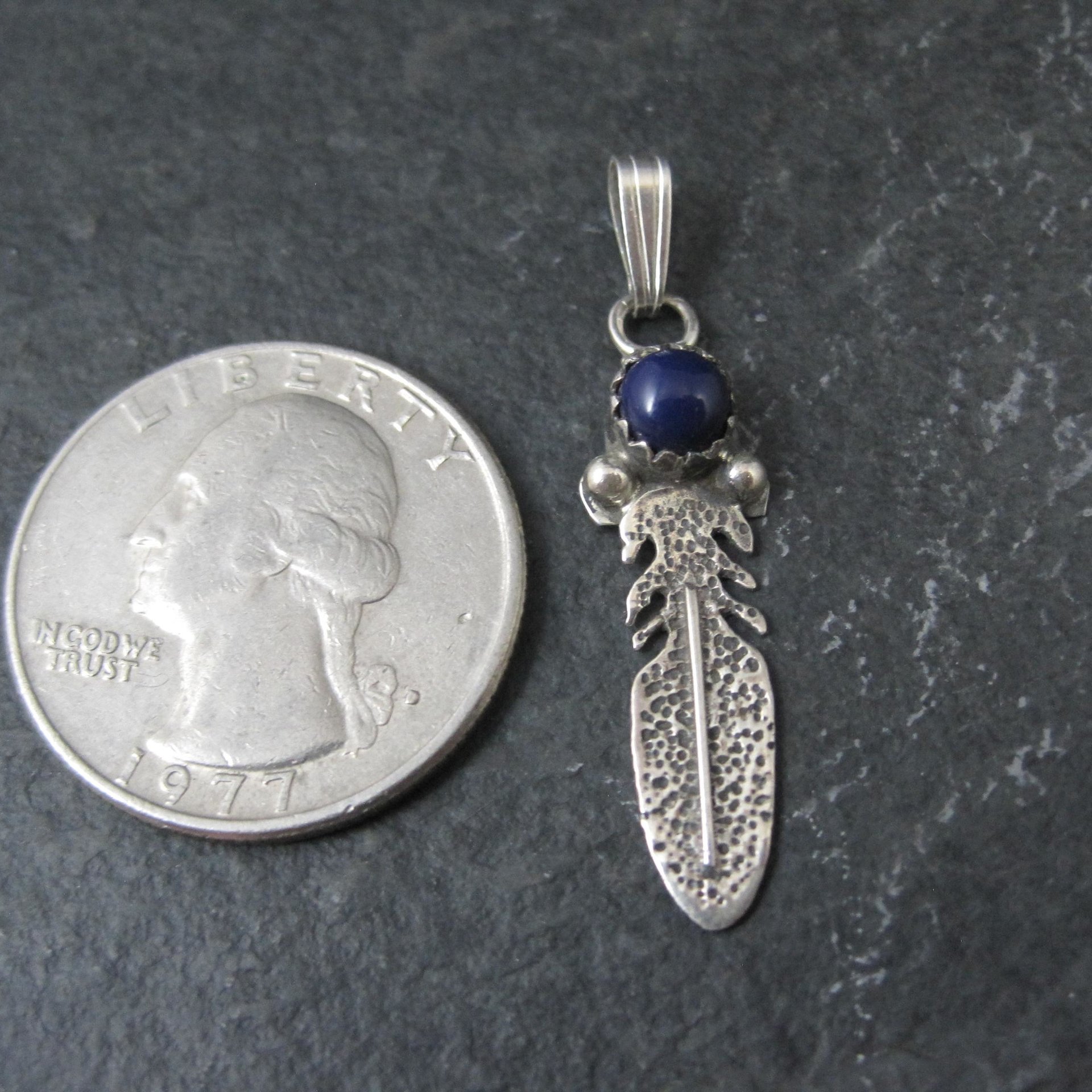Small Southwestern Sterling Feather Pendant