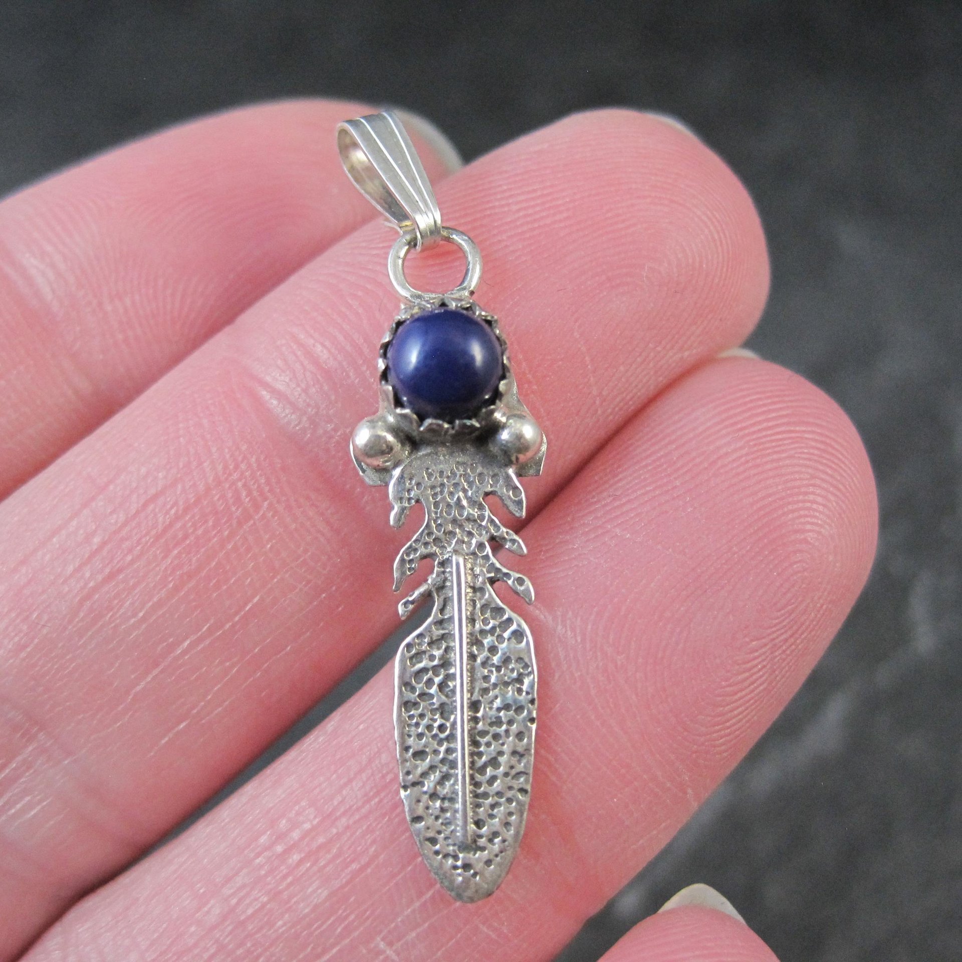 Small Southwestern Sterling Feather Pendant
