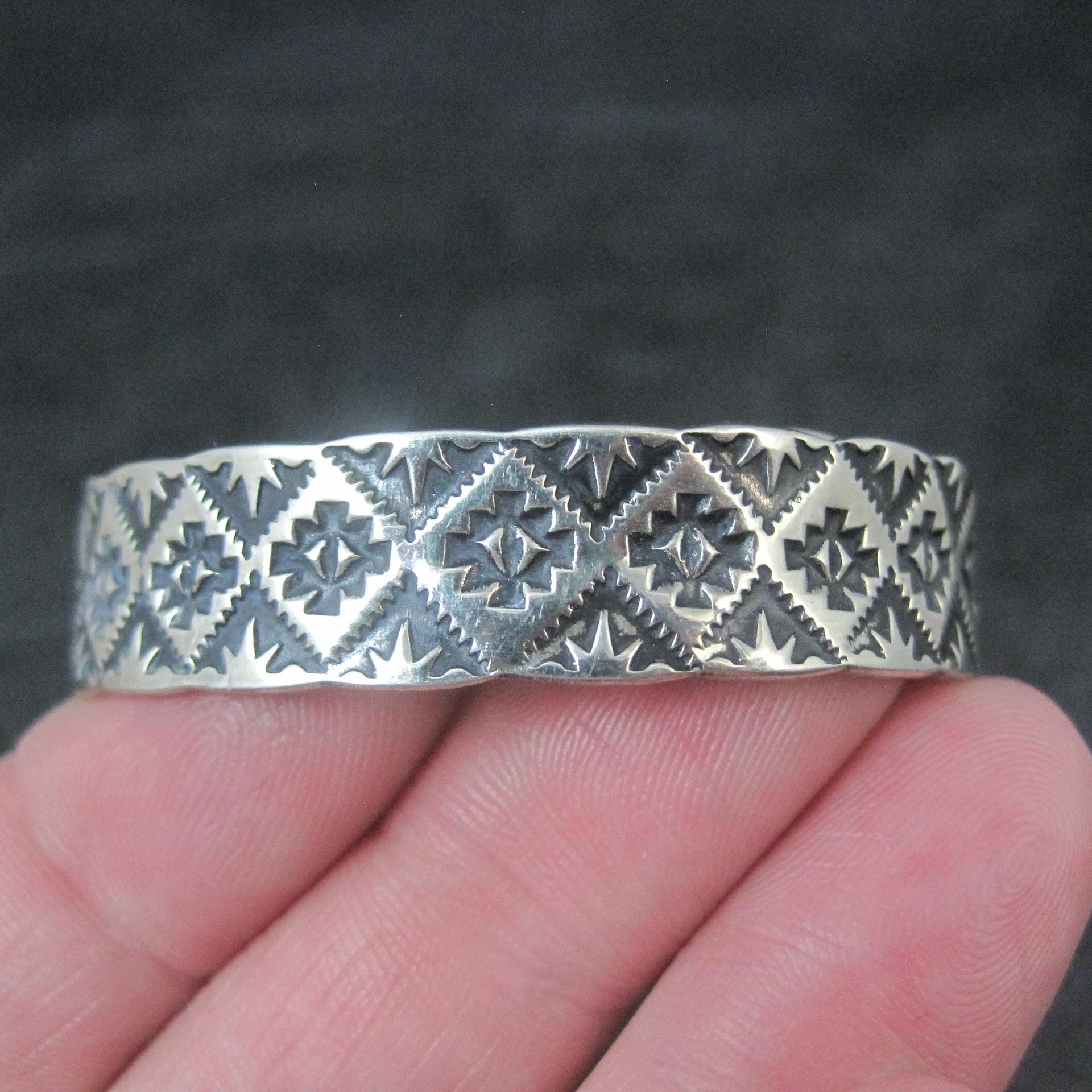 Vintage Childs Southwestern Cuff Bracelet in Sterling Silver 5"