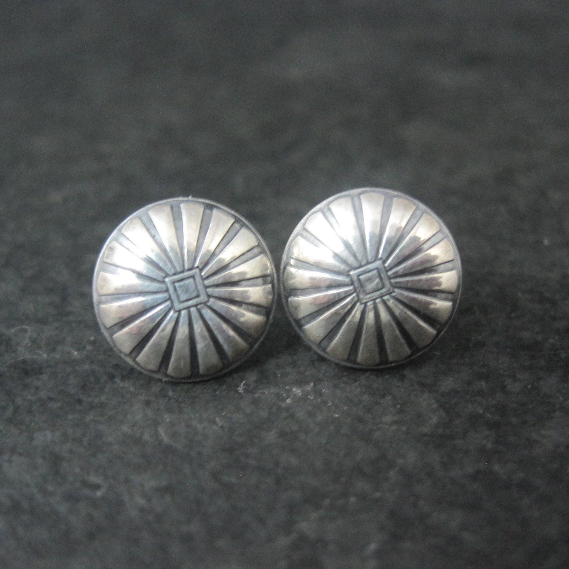 Southwestern Sterling Silver Dome Stud Earrings 11mm