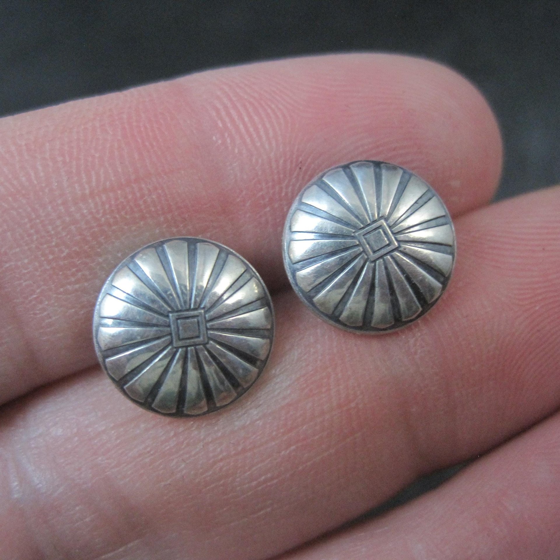 Southwestern Sterling Silver Dome Stud Earrings 11mm