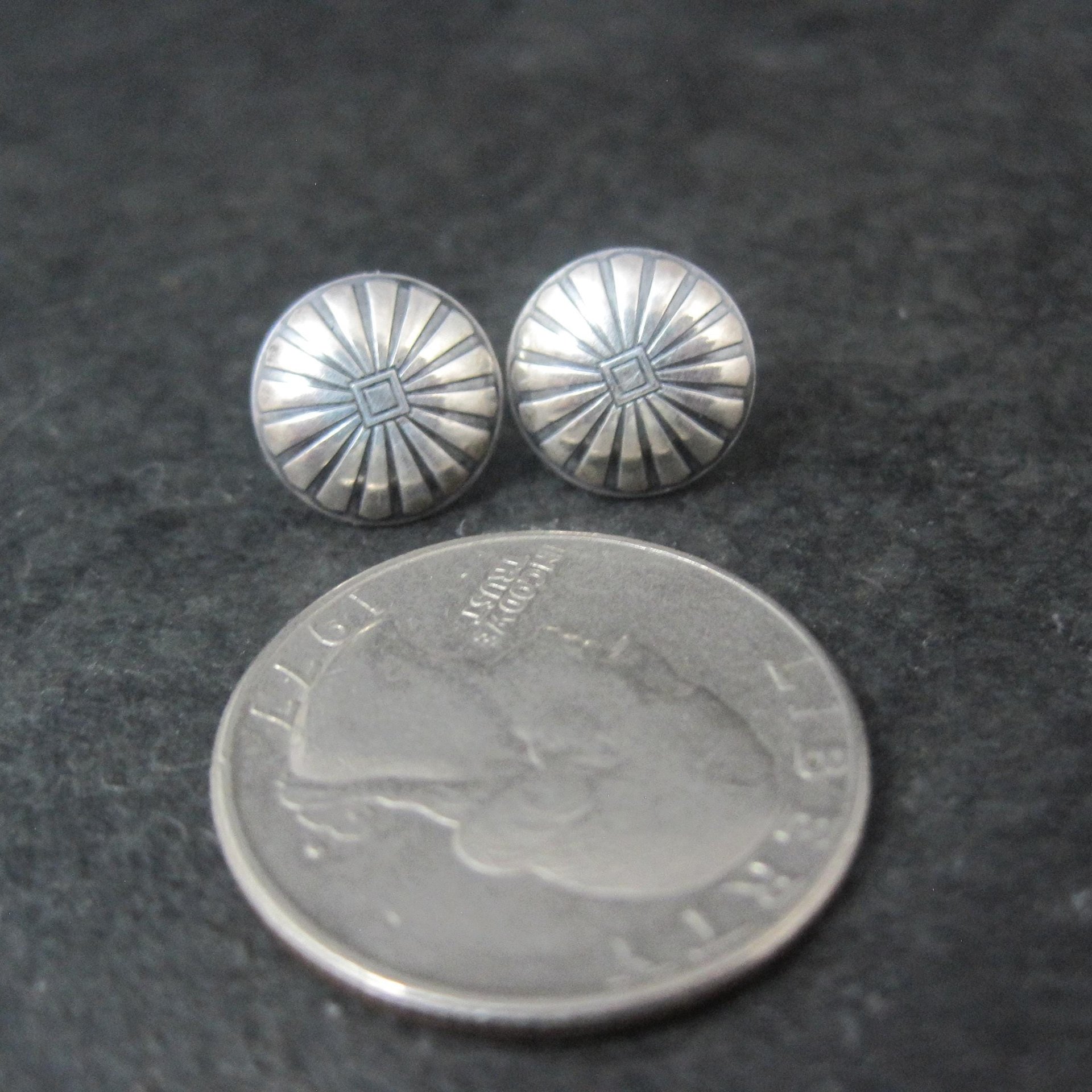Southwestern Sterling Silver Dome Stud Earrings 11mm