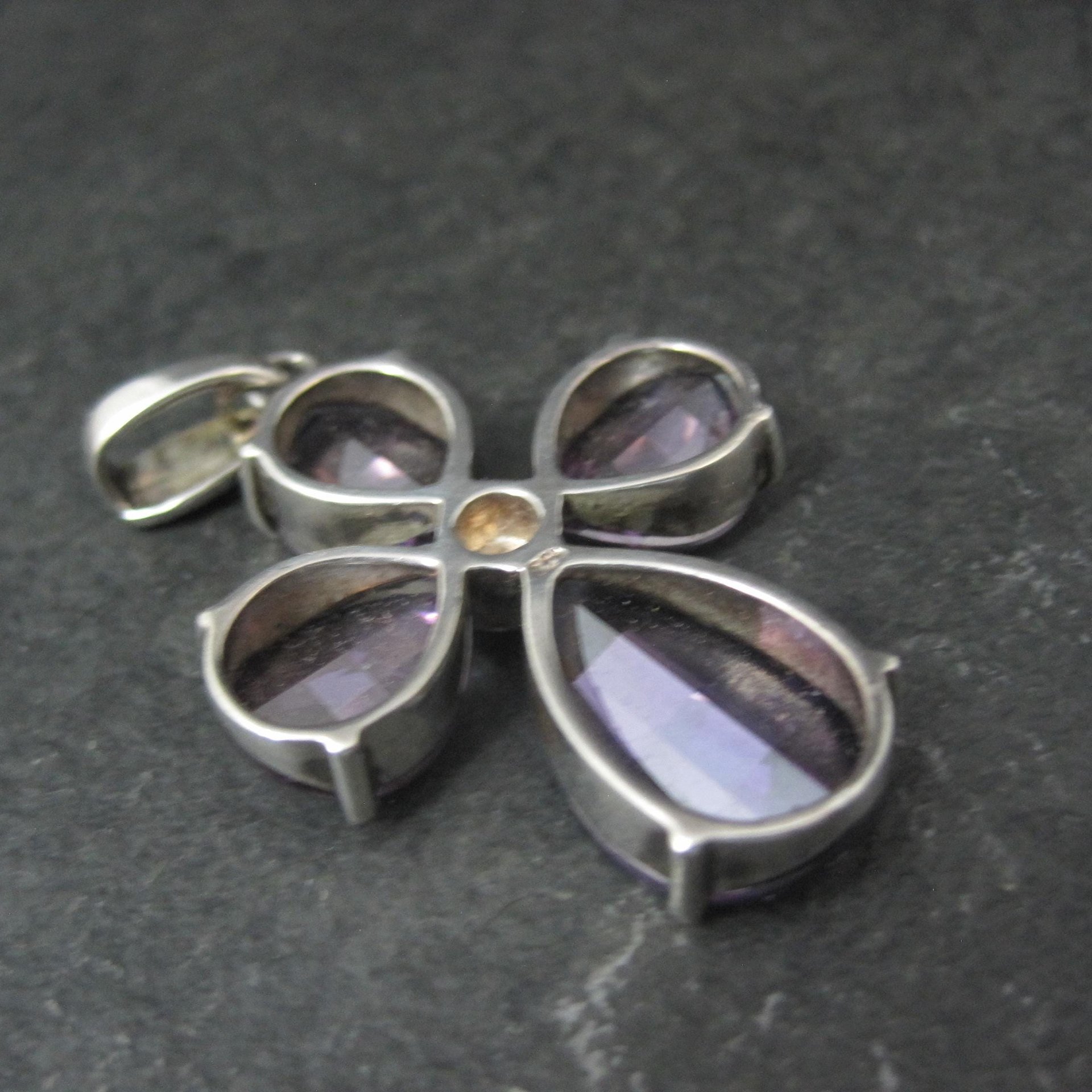 Faceted Amethyst and Marcasite Cross Pendant in Sterling Silver