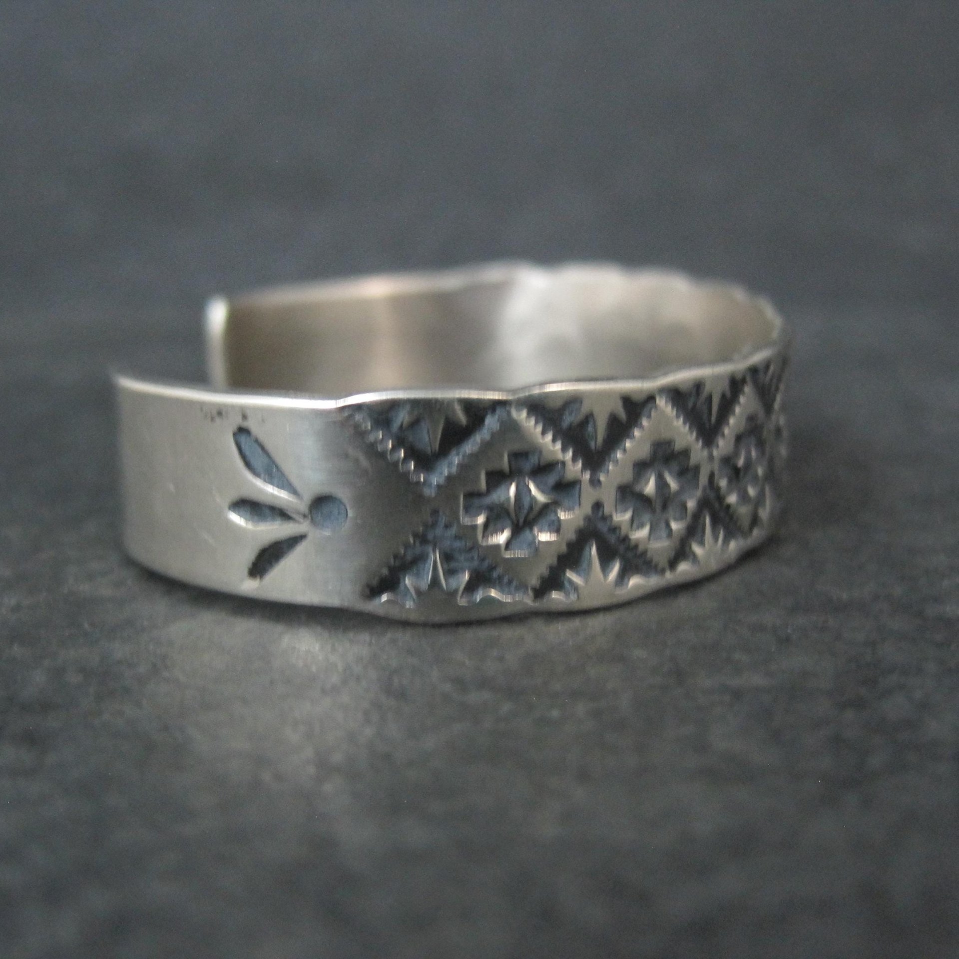 Vintage Childs Southwestern Cuff Bracelet in Sterling Silver 5"