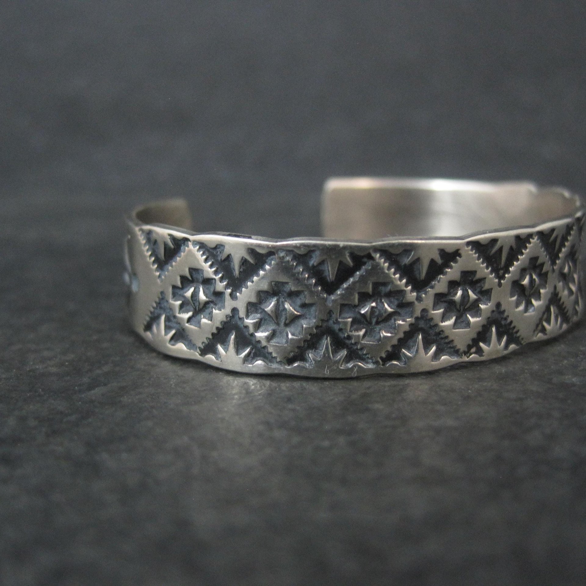 Vintage Childs Southwestern Cuff Bracelet in Sterling Silver 5"