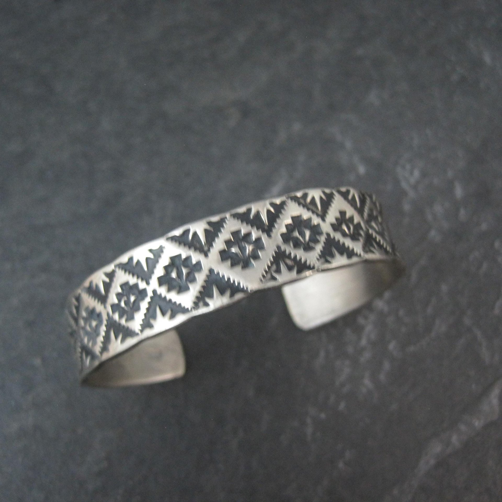 Vintage Childs Southwestern Cuff Bracelet in Sterling Silver 5"