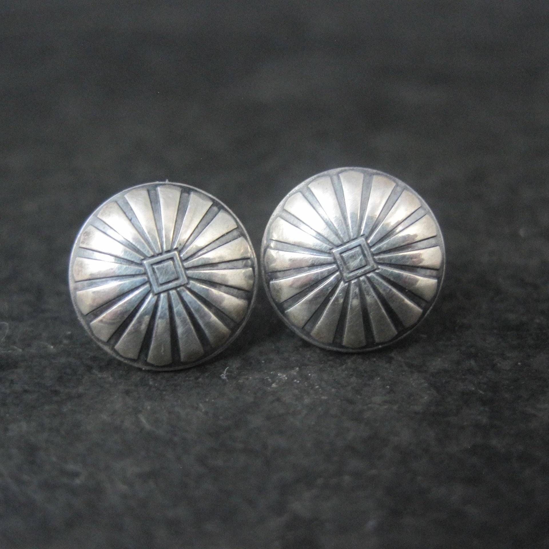 Southwestern Sterling Silver Dome Stud Earrings 11mm