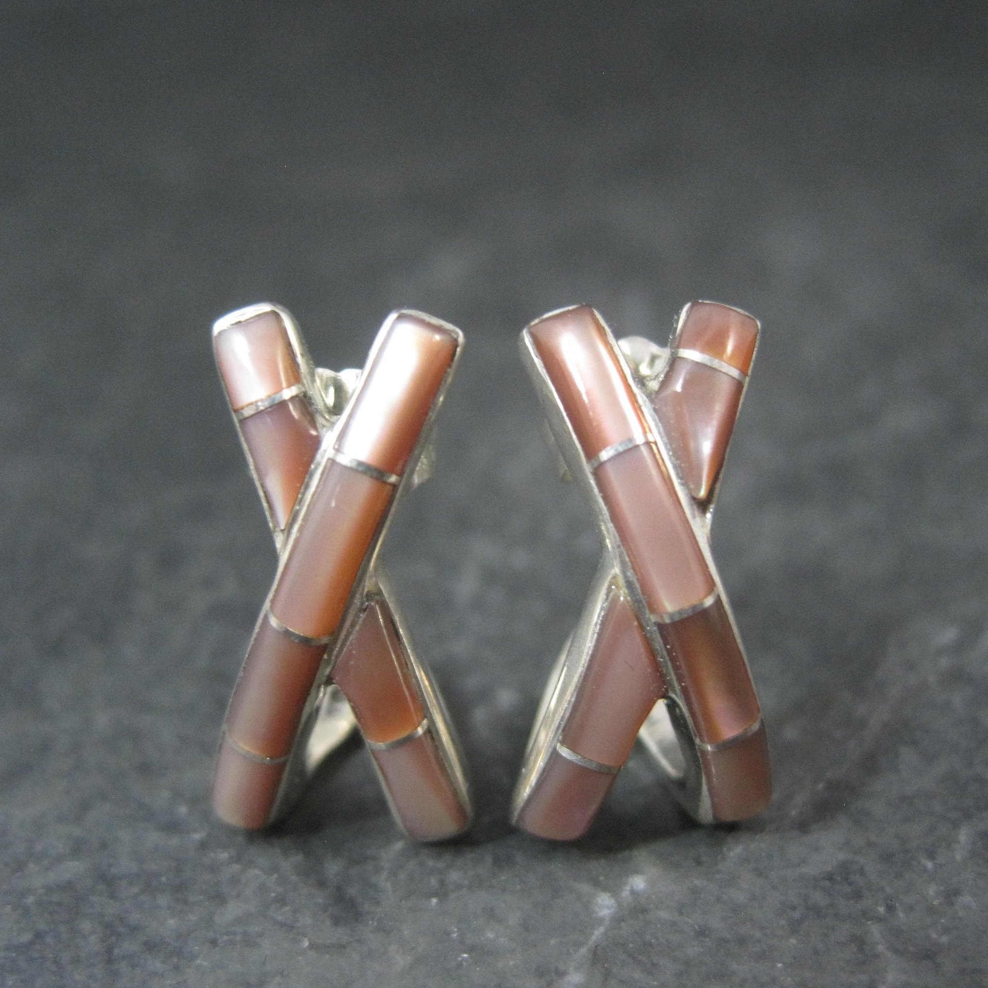 Southwestern Pink Mother of Pearl Inlay Earrings