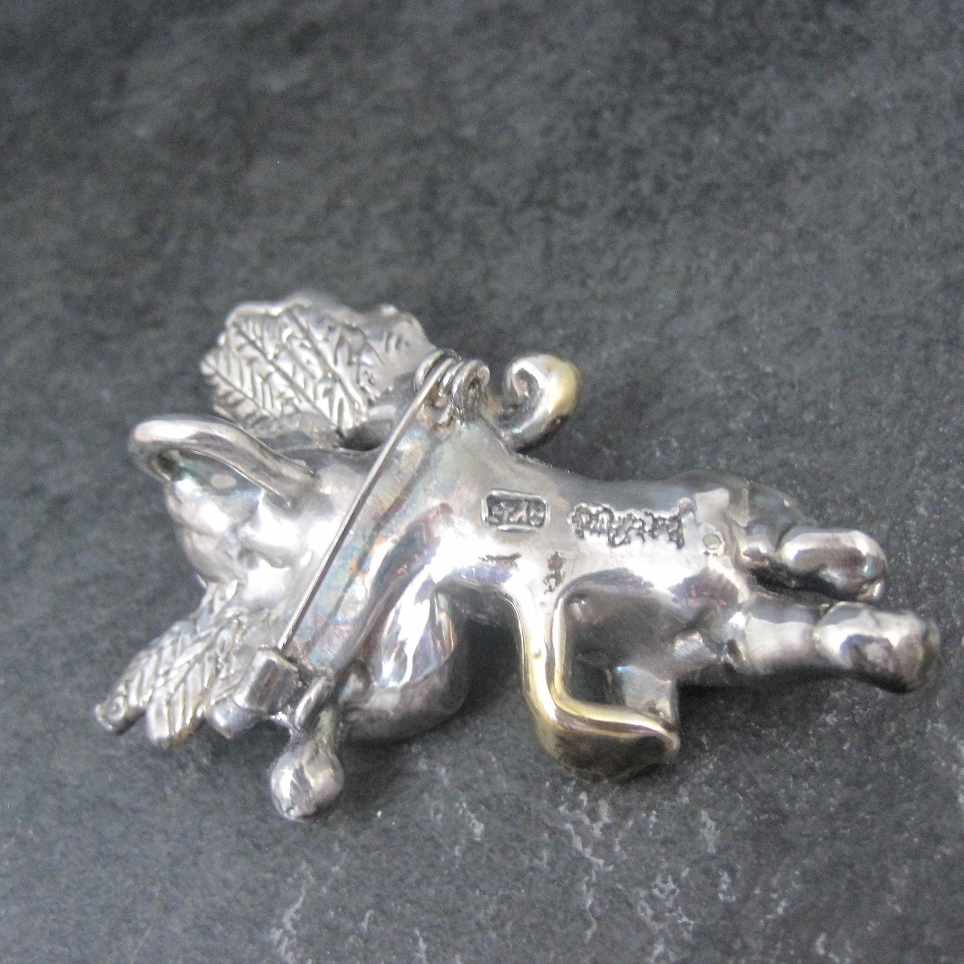 Vintage Bat-Ami Sterling Silver and Gold Vermeil Cherub Angel Pin Pendant