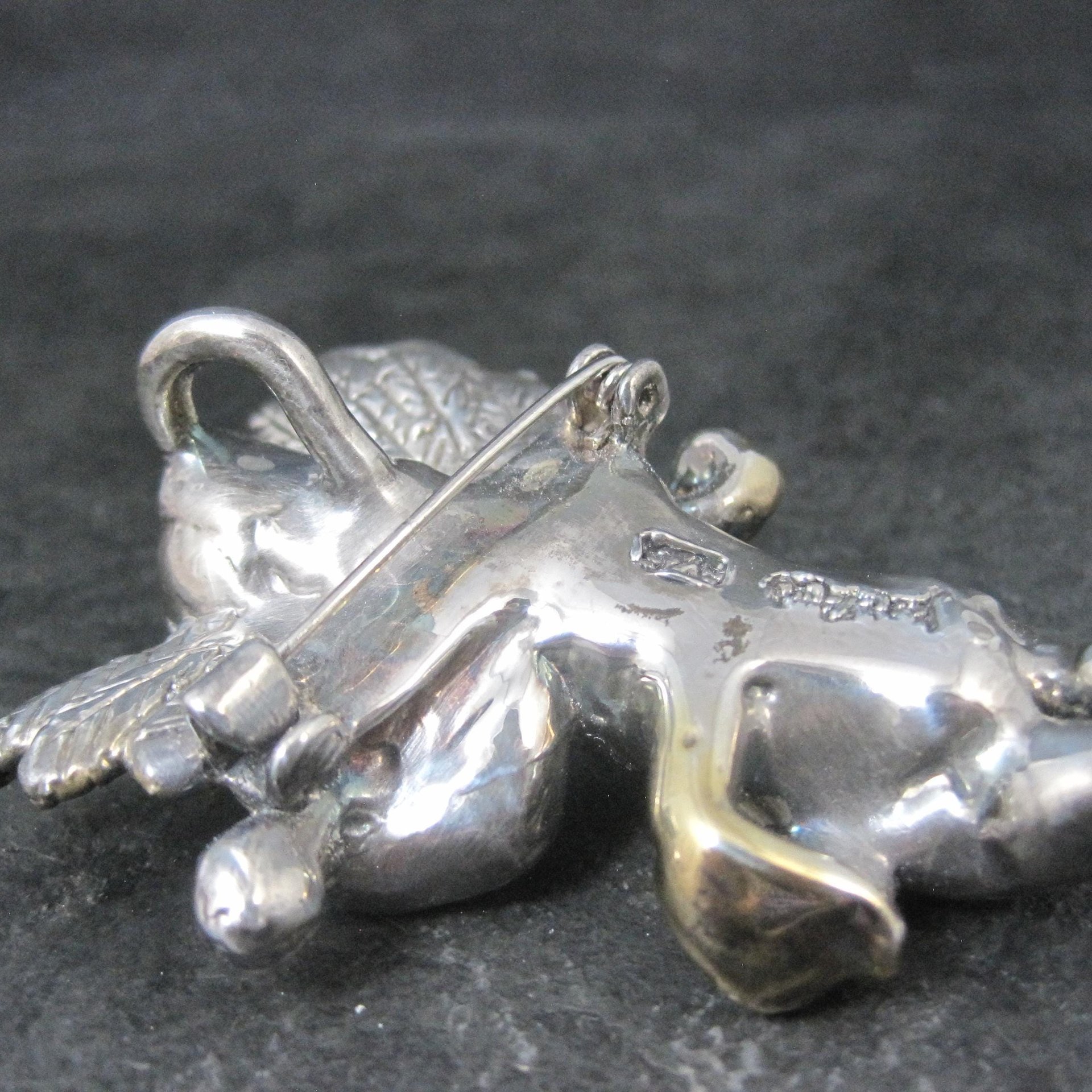 Vintage Bat-Ami Sterling Silver and Gold Vermeil Cherub Angel Pin Pendant
