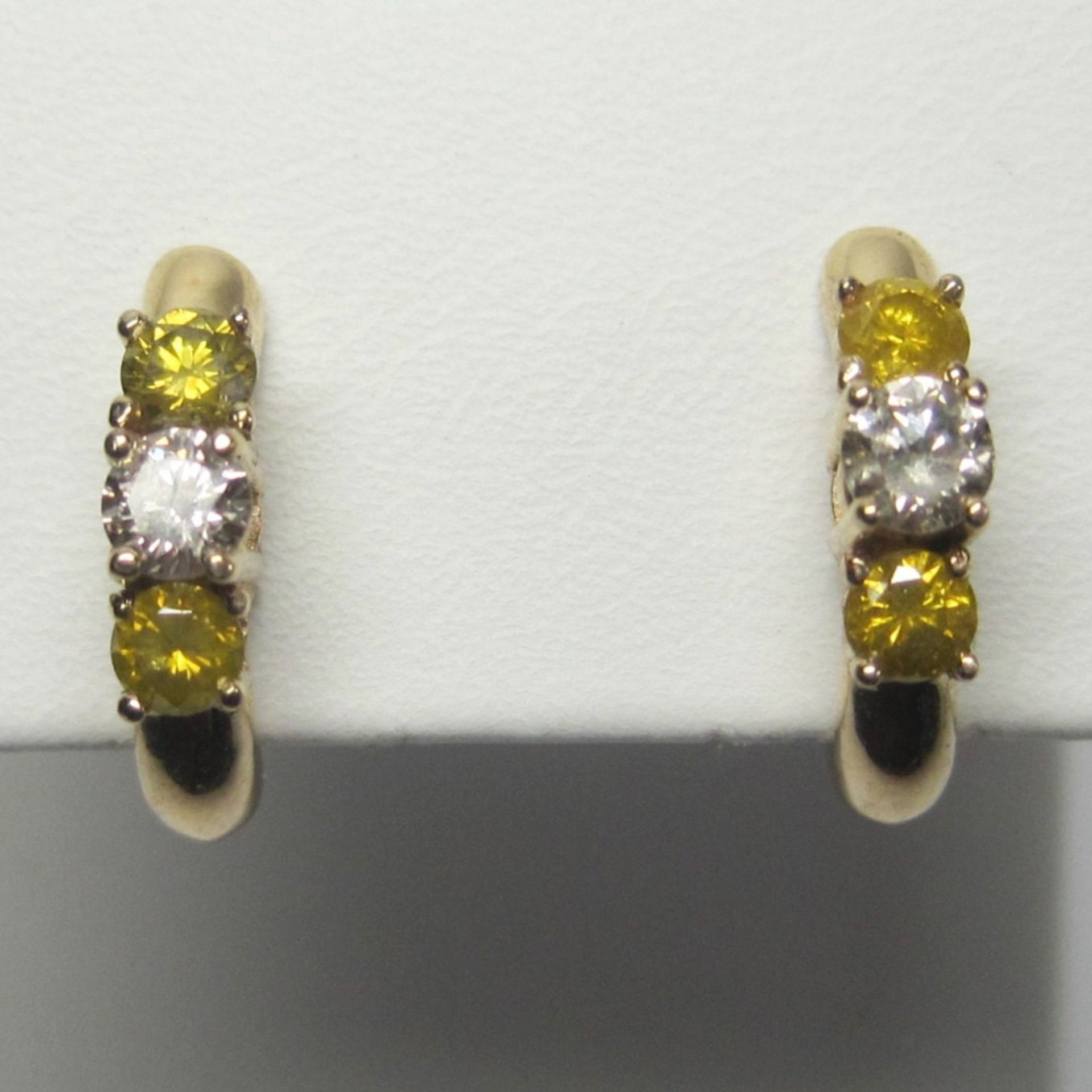Vintage 14K .70 Ctw Fancy Yellow Diamond Earrings