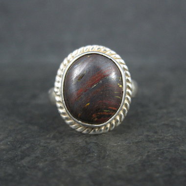Vintage Sterling Silver Petrified Wood Ring Size 7.5