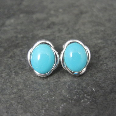 Persian Turquoise Stud Earrings Sterling Silver