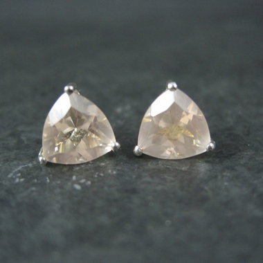 Sterling Silver Morganite Stud Earrings 2.6 Carats
