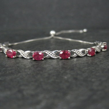 Red Spinel Bolo Bracelet Sterling Silver