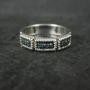 Sterling Silver Blue Diamond Band Ring Size 8