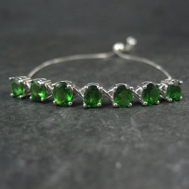 Chrome Diopside Bolo Bracelet Siberian Emerald Sterling Silver