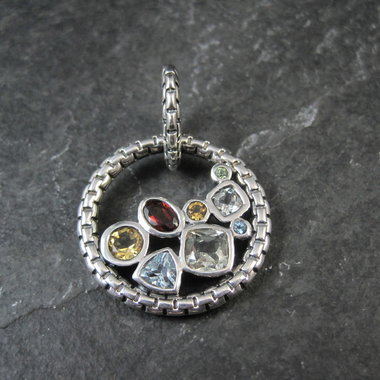 Sterling Silver Multi Gemstone Enhancer Pendant Hinged Pendant