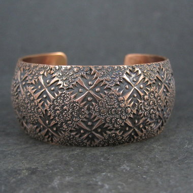 Wide Copper Cuff Bracelet Navajo Dakota Willie 6.5 Inches
