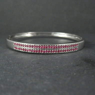 Sterling Silver Ruby Bangle Bracelet 7.25 Inches