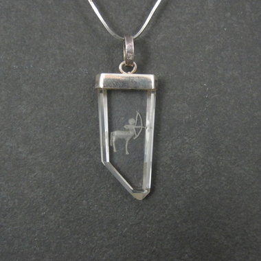 Vintage Sterling Silver Quartz Sagittarius Pendant Necklace
