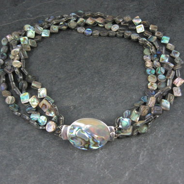 Estate 4 Strand Abalone Necklace 17" 