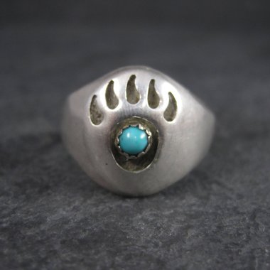 Vintage Navajo Shadowbox Bear Paw Ring Size 11