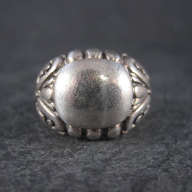 Heavy Vintage Gothic Dome Ring Sterling Size 7.5