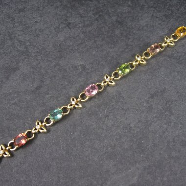 Estate 18K 12 Carat Gemstone Diamond Bracelet 6.5 Inches
