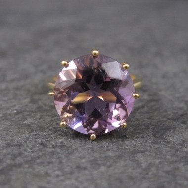 Vintage Amethyst Engagement Ring 10K Yellow Gold Solitaire Size 5