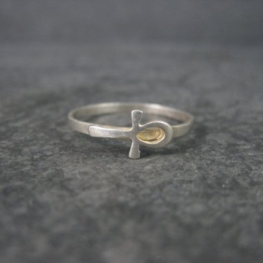 Dainty Vintage Sterling Ankh Ring Size 8