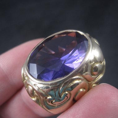 Massive Artisan Celestial 14K Color Change Sapphire Alexandrite Ring Size 8