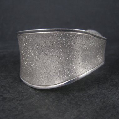 Wide Vintage Sterling Wave Cuff Bracelet Charles Garnier 6.5 Inches