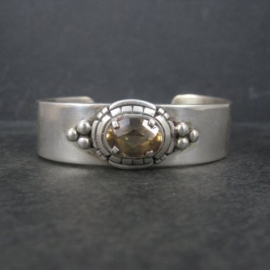 Heavy Southwestern Sterling Citrine Cuff Bracelet 6.5 Inches