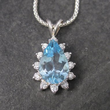 Vintage 14K Topaz Diamond Necklace